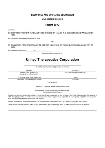 Thumbnail United Therapeutics 10-Q Quarterly Report FY 