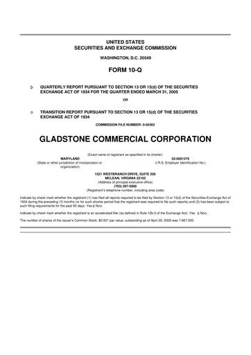Thumbnail Gladstone Commercial 10-Q Quarterly Report FY 