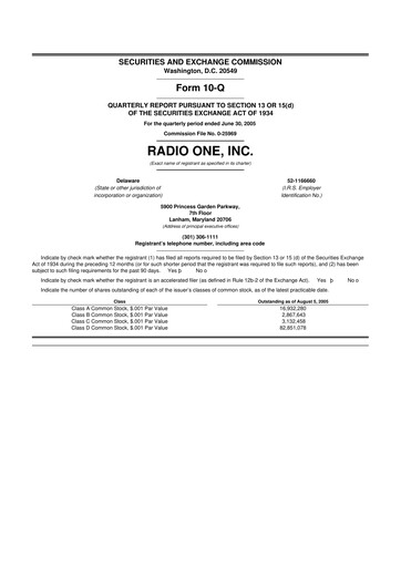 Thumbnail Urban One
 10-Q Quarterly Report FY 