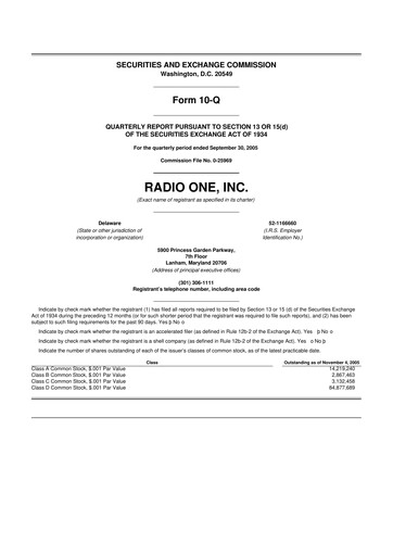 Thumbnail Urban One
 10-Q Quarterly Report FY 