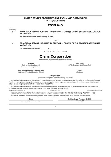 Thumbnail Ciena 10-Q Quarterly Report FY 