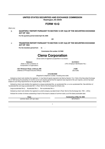 Thumbnail Ciena 10-Q Quarterly Report FY 