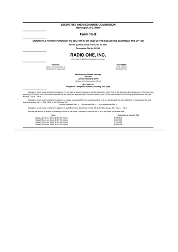 Thumbnail Urban One
 10-Q Quarterly Report FY 