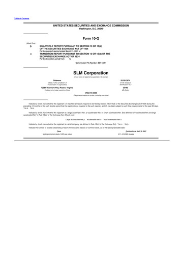 Thumbnail SLM Corporation (Sallie Mae) 10-Q Quarterly Report FY 