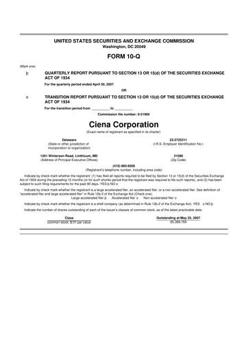 Thumbnail Ciena 10-Q Quarterly Report FY 