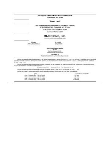 Thumbnail Urban One
 10-Q Quarterly Report FY 