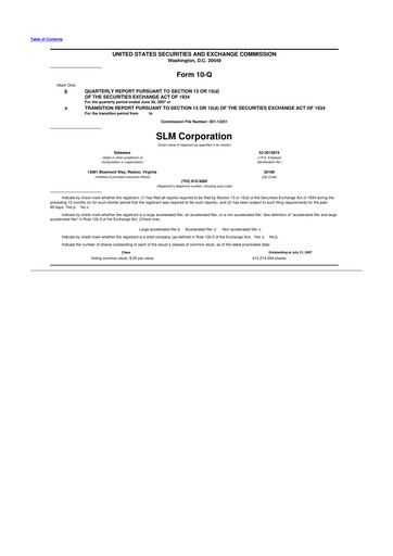 Thumbnail SLM Corporation (Sallie Mae) 10-Q Quarterly Report FY 