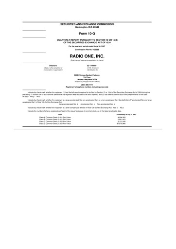 Thumbnail Urban One
 10-Q Quarterly Report FY 