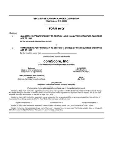Thumbnail Comscore
 10-Q Quarterly Report FY 