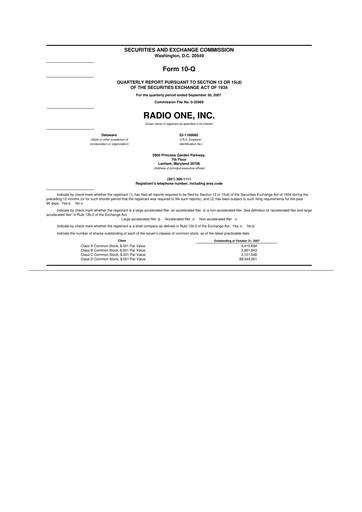 Thumbnail Urban One
 10-Q Quarterly Report FY 