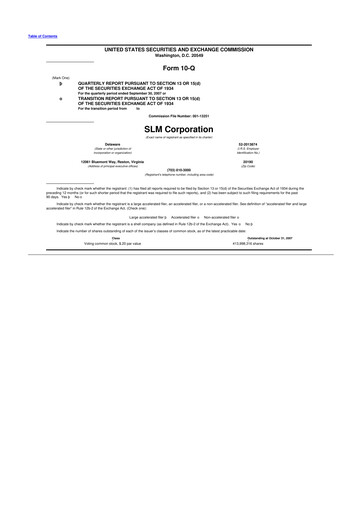 Thumbnail SLM Corporation (Sallie Mae) 10-Q Quarterly Report FY 