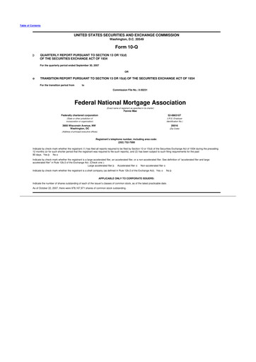 Thumbnail Fannie Mae
 10-Q Quarterly Report FY 