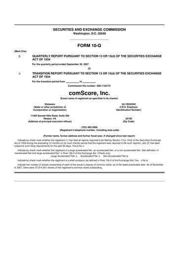 Thumbnail Comscore
 10-Q Quarterly Report FY 