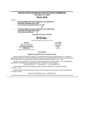 Thumbnail Stride (K12 Education)
 10-Q Quarterly Report FY 