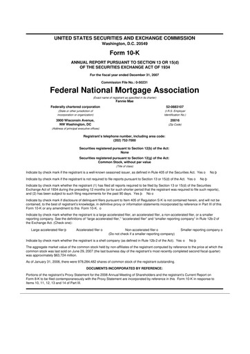 Thumbnail Fannie Mae
 10-K Annual Report 