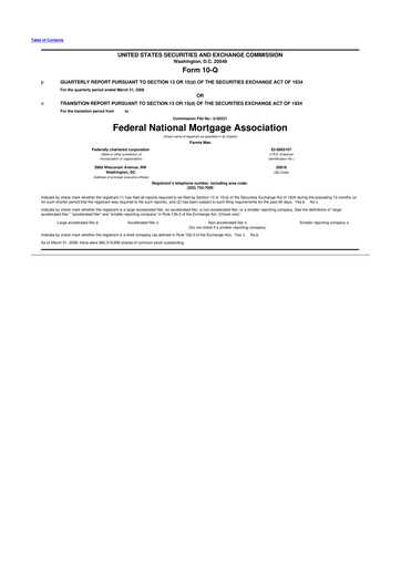 Thumbnail Fannie Mae
 10-Q Quarterly Report FY 