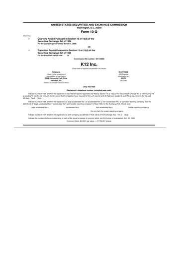 Thumbnail Stride (K12 Education)
 10-Q Quarterly Report FY 