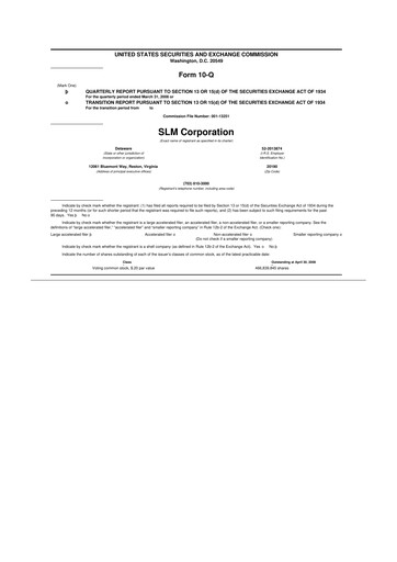 Thumbnail SLM Corporation (Sallie Mae) 10-Q Quarterly Report FY 