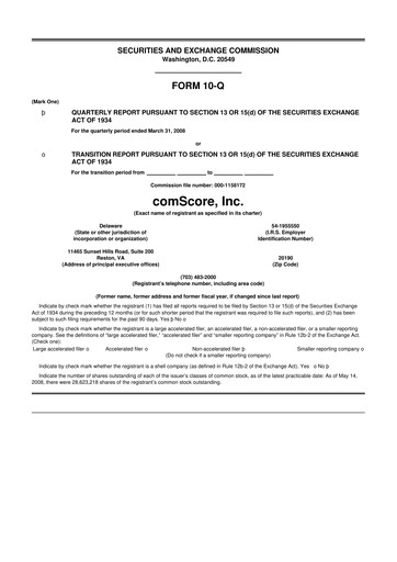 Thumbnail Comscore
 10-Q Quarterly Report FY 