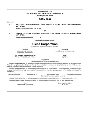 Thumbnail Ciena 10-Q Quarterly Report FY 