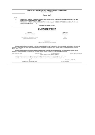 Thumbnail SLM Corporation (Sallie Mae) 10-Q Quarterly Report FY 