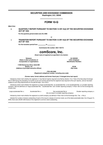 Thumbnail Comscore
 10-Q Quarterly Report FY 