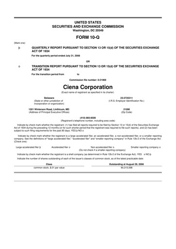 Thumbnail Ciena 10-Q Quarterly Report FY 