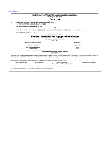 Thumbnail Fannie Mae
 10-Q Quarterly Report FY 