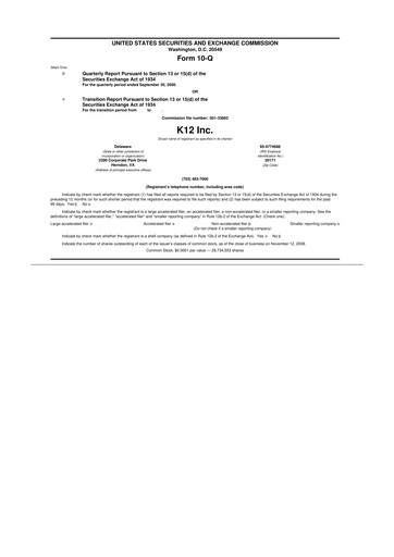 Thumbnail Stride (K12 Education)
 10-Q Quarterly Report FY 