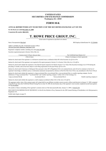 Miniature T. Rowe Price
 10-K Rapport annuel 