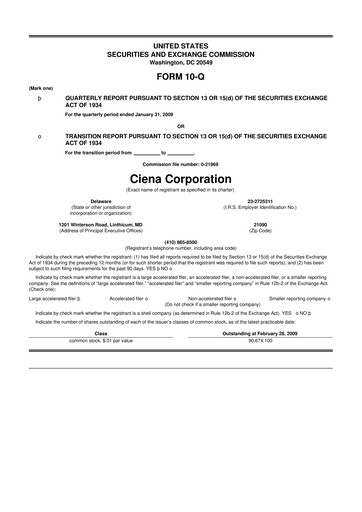 Thumbnail Ciena 10-Q Quarterly Report FY 