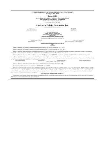 Thumbnail American Public Education 10-K Annual Report 