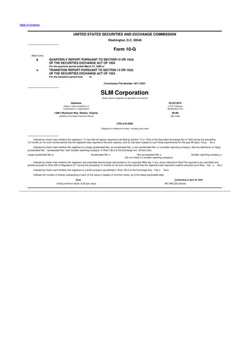 Thumbnail SLM Corporation (Sallie Mae) 10-Q Quarterly Report FY 
