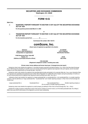 Thumbnail Comscore
 10-Q Quarterly Report FY 