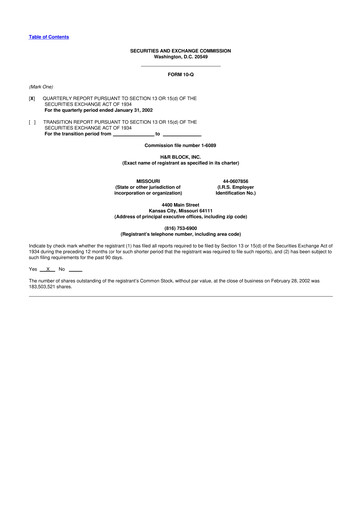 Thumbnail H&R Block
 10-Q Quarterly Report FY 