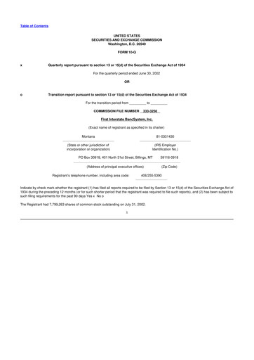 Thumbnail First Interstate BancSystem 10-Q Quarterly Report FY 
