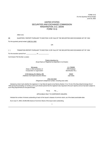 Thumbnail Polaris 10-Q Quarterly Report FY 
