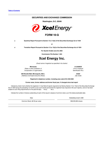 Thumbnail Xcel Energy 10-Q Quarterly Report FY 