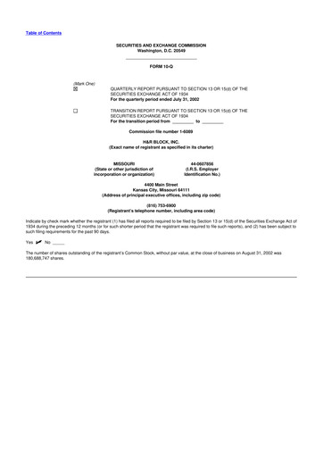 Thumbnail H&R Block
 10-Q Quarterly Report FY 