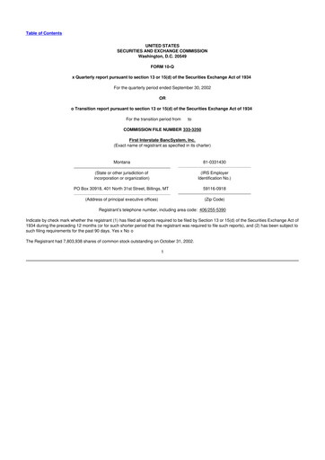 Thumbnail First Interstate BancSystem 10-Q Quarterly Report FY 