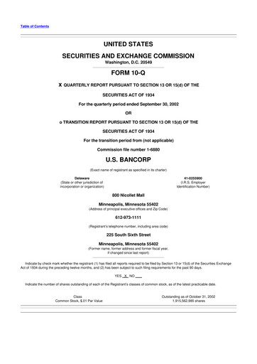 Miniature U.S. Bancorp 10-Q Rapport trimestriel  