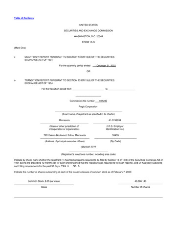 Thumbnail Regis Corporation
 10-Q Quarterly Report FY 