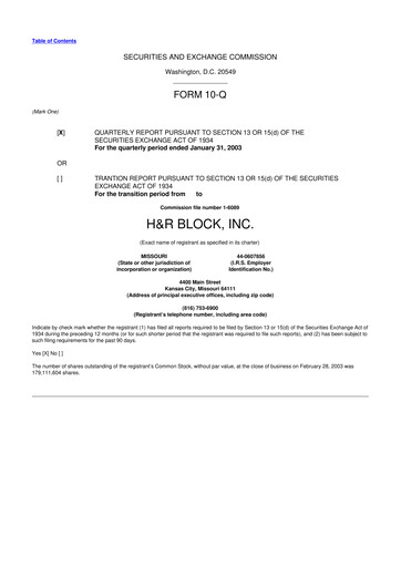 Thumbnail H&R Block
 10-Q Quarterly Report FY 