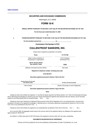 Thumbnail Cullen/Frost Bankers 10-K Annual Report 