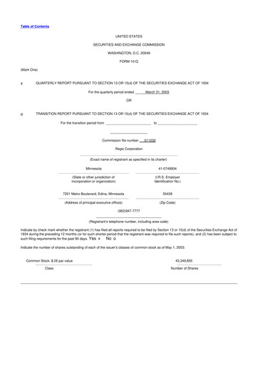 Thumbnail Regis Corporation
 10-Q Quarterly Report FY 