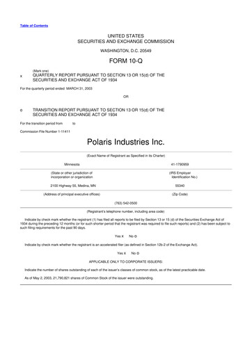 Thumbnail Polaris 10-Q Quarterly Report FY 