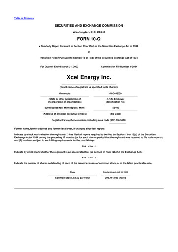 Thumbnail Xcel Energy 10-Q Quarterly Report FY 
