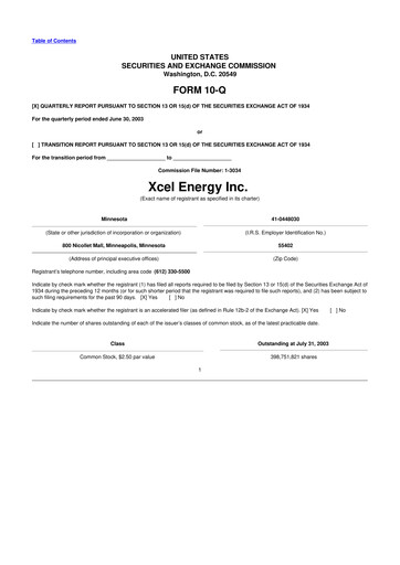 Thumbnail Xcel Energy 10-Q Quarterly Report FY 