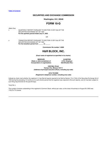 Thumbnail H&R Block
 10-Q Quarterly Report FY 