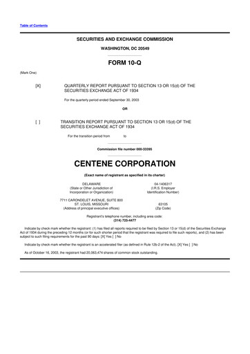 Miniature Centene 10-Q Rapport trimestriel  
